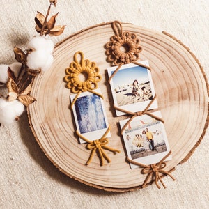 Cadre photo en macramé, cadeau Noël à personnaliser, Ornement sapin, Décoration murale, Décoration à accrocher, Cadeau d'amitié, Déco bohème
