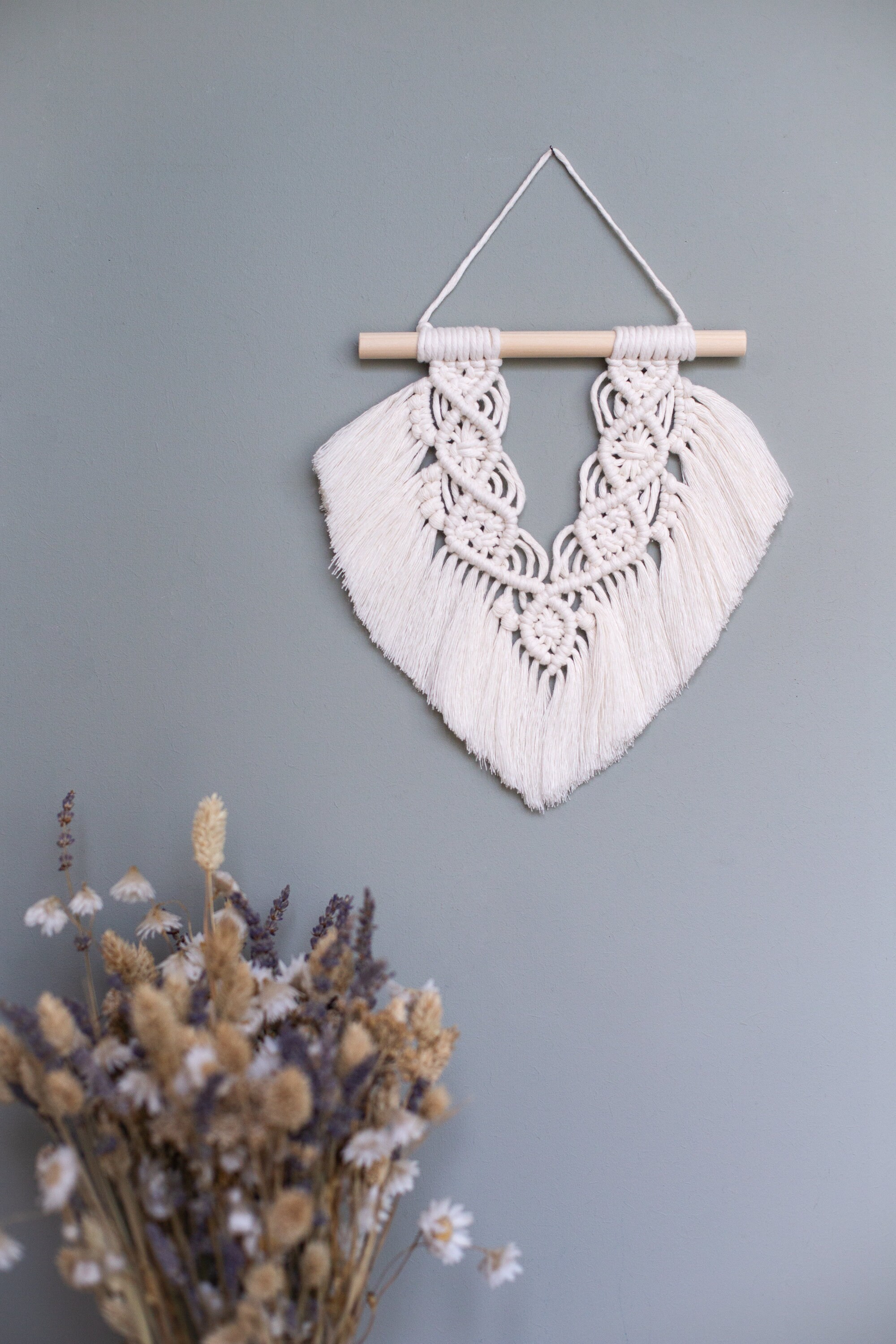 Petite Tenture Murale en Macramé - Décoration Bohème Fête Des Mères d'intérieur Tenture Tissage Mura