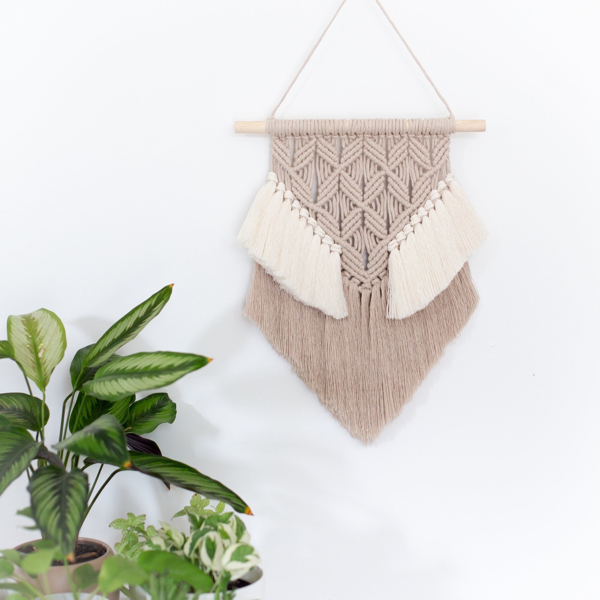 Tenture Murale Beige en Macramé - Décoration Géométrique Déco Bohème Macramé Mural d'intérieur Tissa