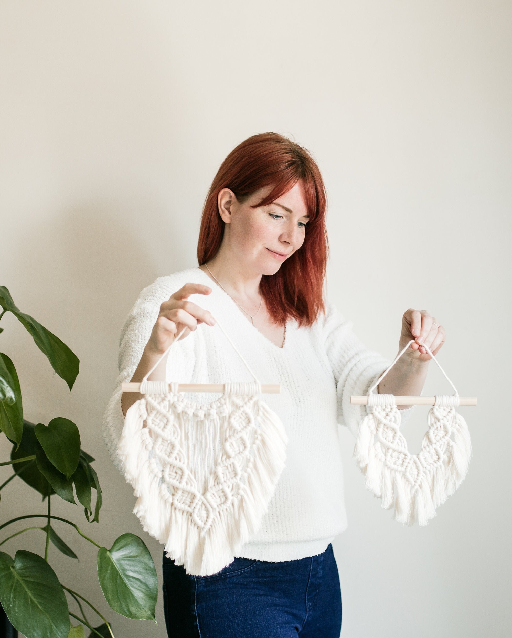 Petite Tenture Murale en Macramé - Décoration Bohème Fête Des Mères d'intérieur Tenture Tissage Mura