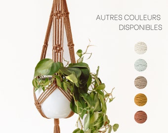 Suspension pour plante en macramé, autres couleurs disponibles. Décoration bohème pour amoureux des plantes.