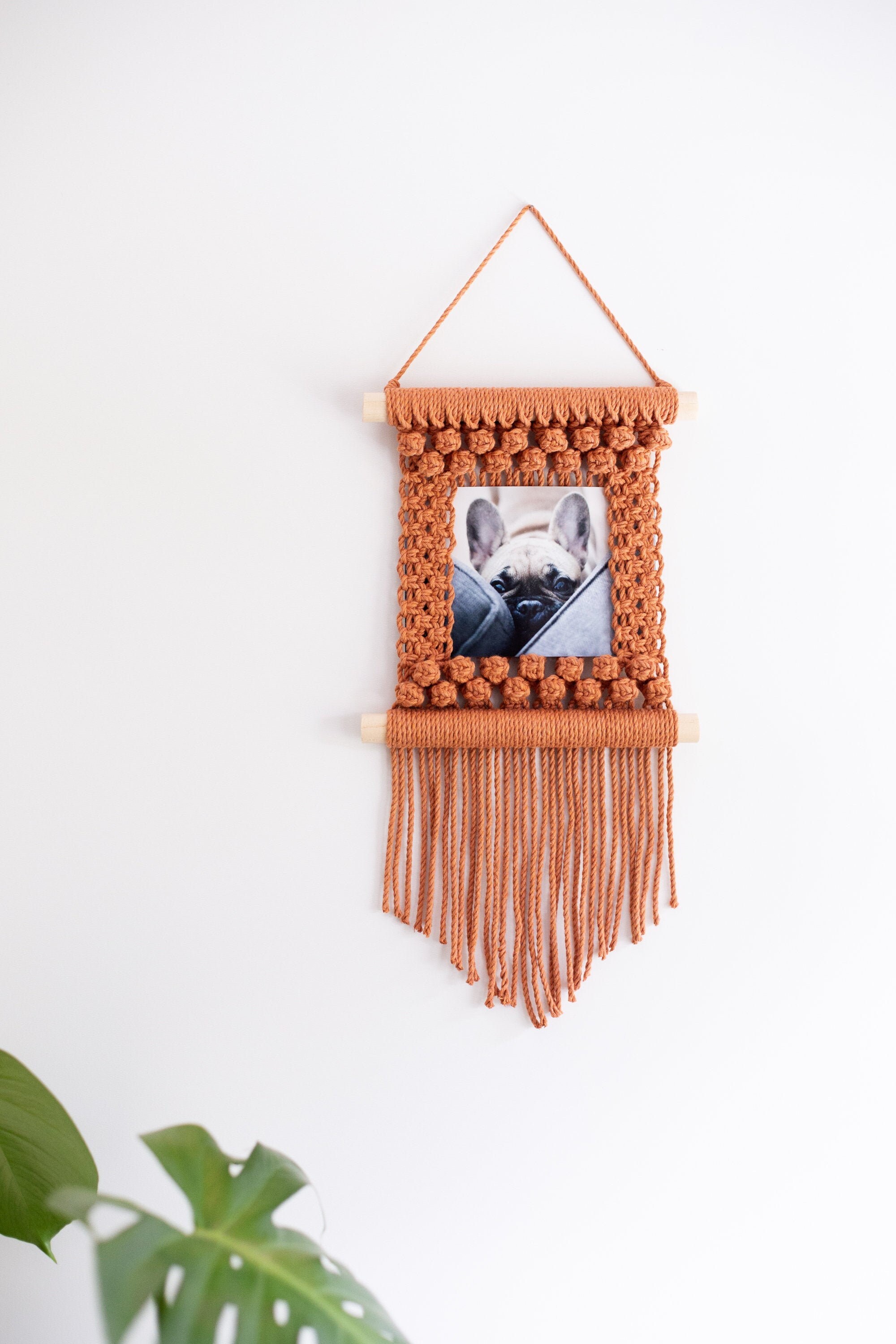 Cadre Photo en Macramé - Tableau Mémo Décoration d'intérieur Déco Bohème Coton Recyclé et Oeko Tex