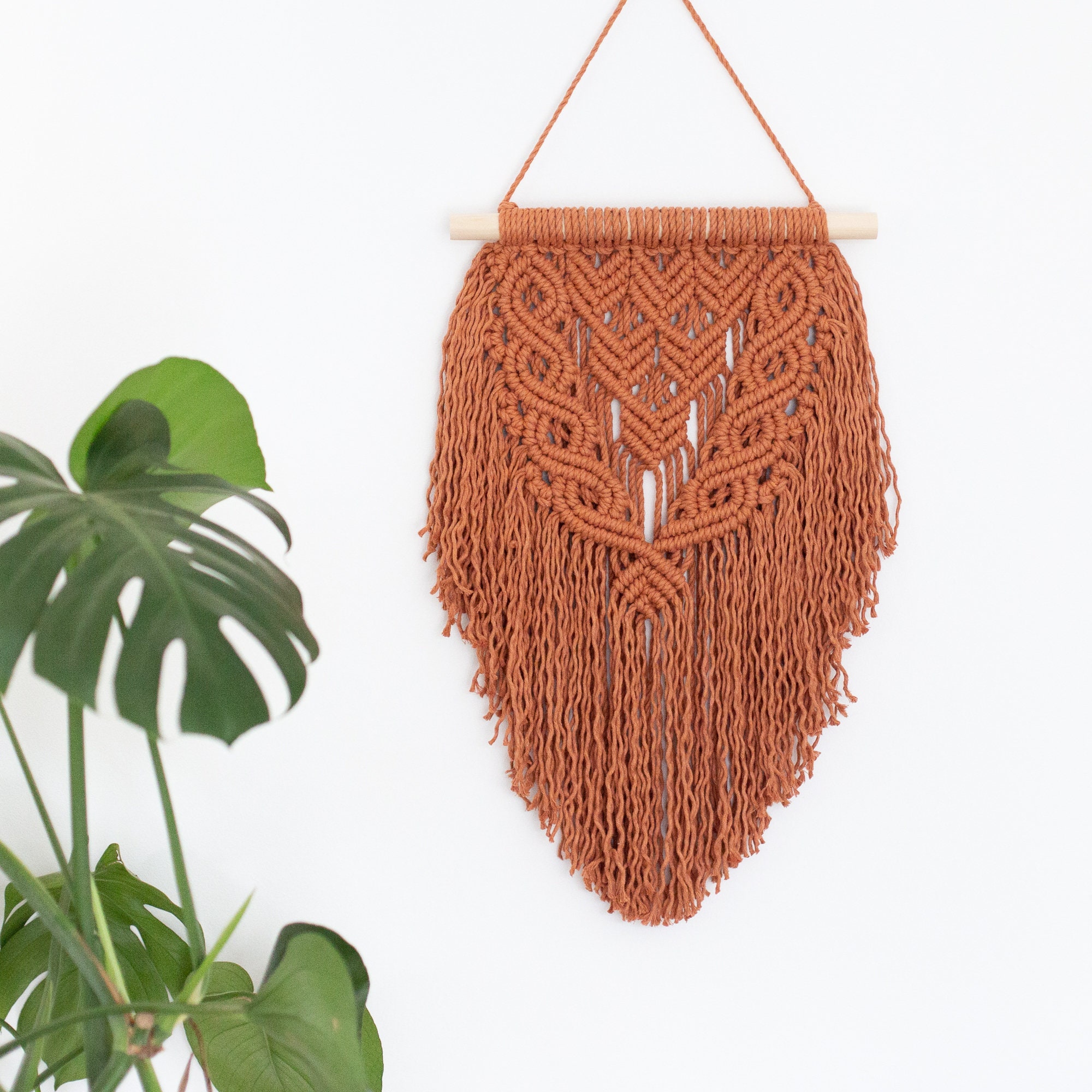 Tissage Mural Terracotta - Décoration Murale en Macramé Tenture Intérieur Bohème