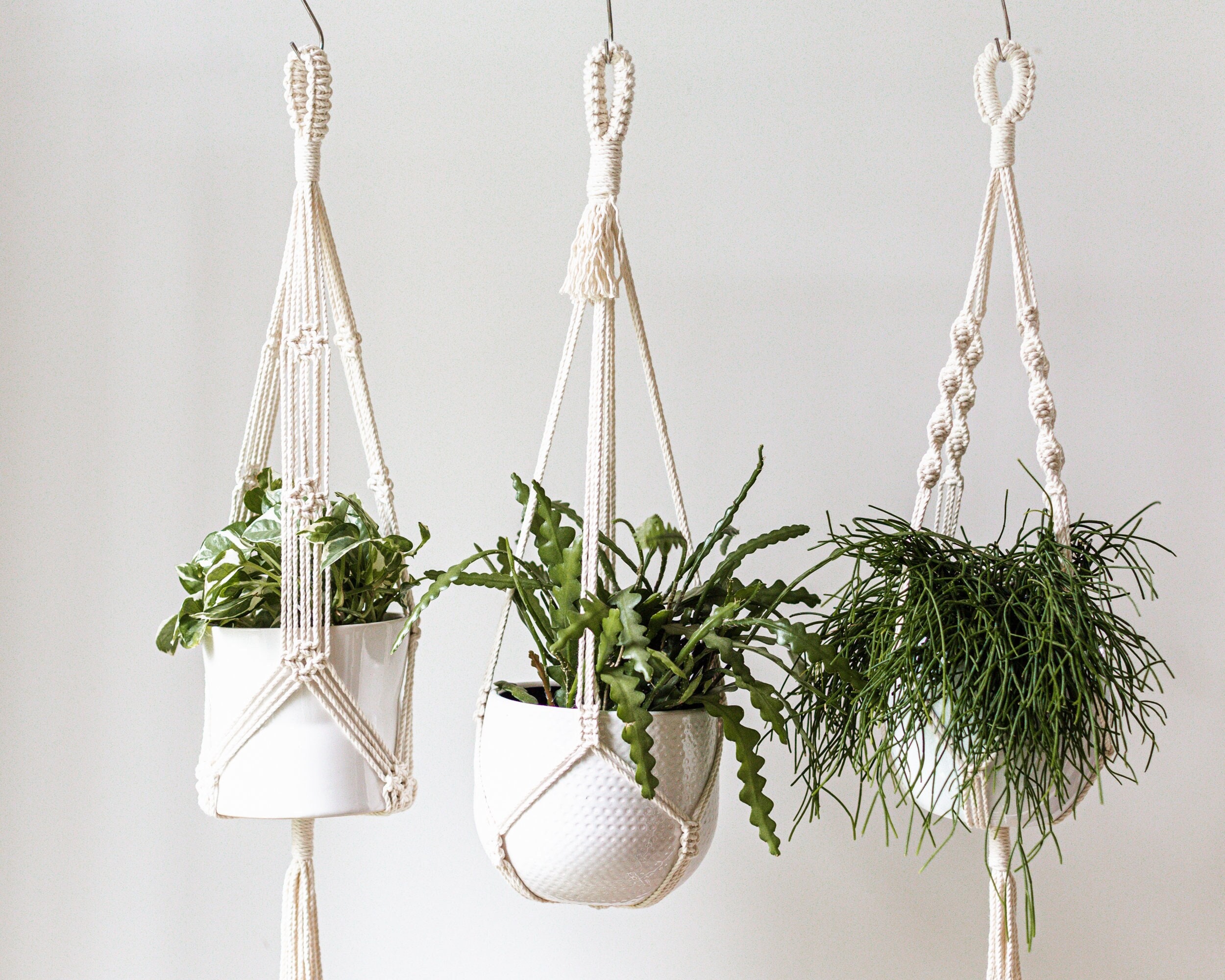 Straw Pot 2)Suspension De Plantes En Macramé 100% Faite à La Main, Pot De Fleur Suspendu Pour