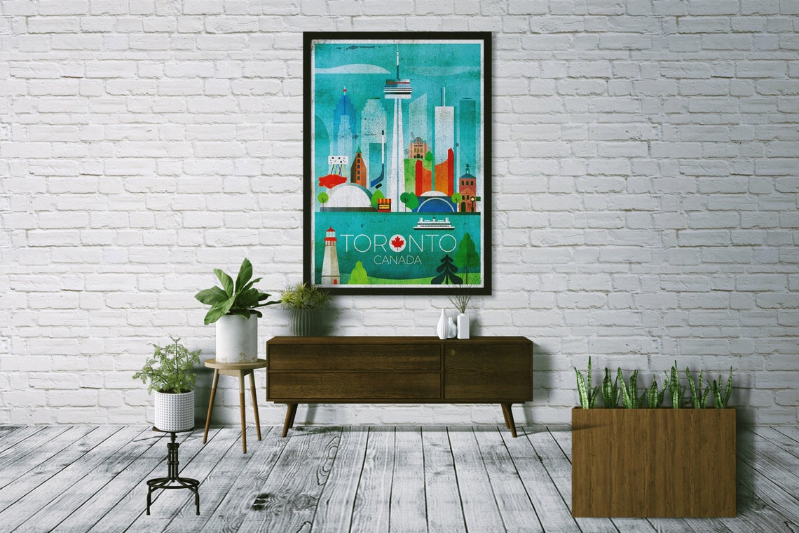 Vintage Canada 'Toronto' retro style wall artretro | Etsy