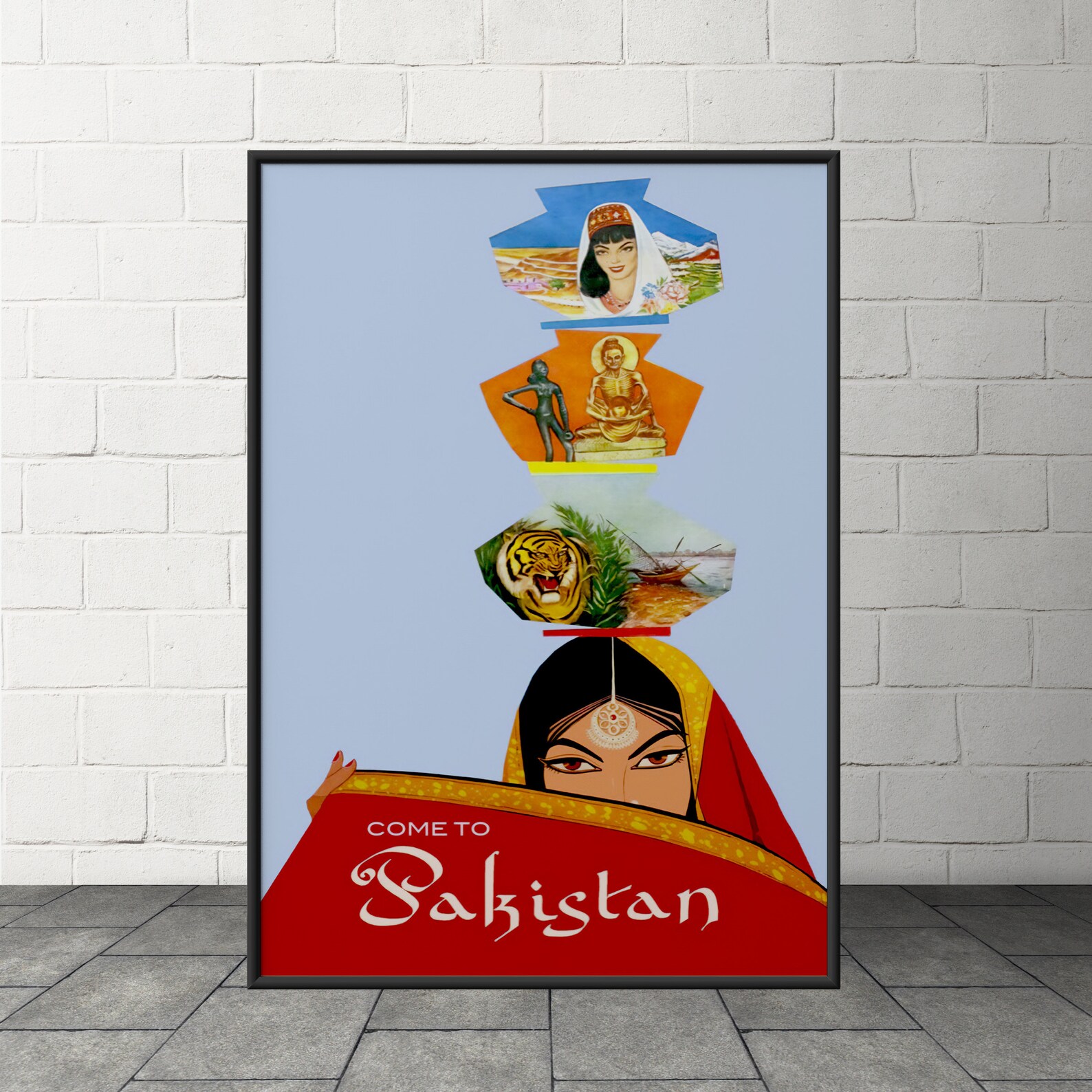 Vintage Pakistan travel poster print wall art Pakistan Etsy