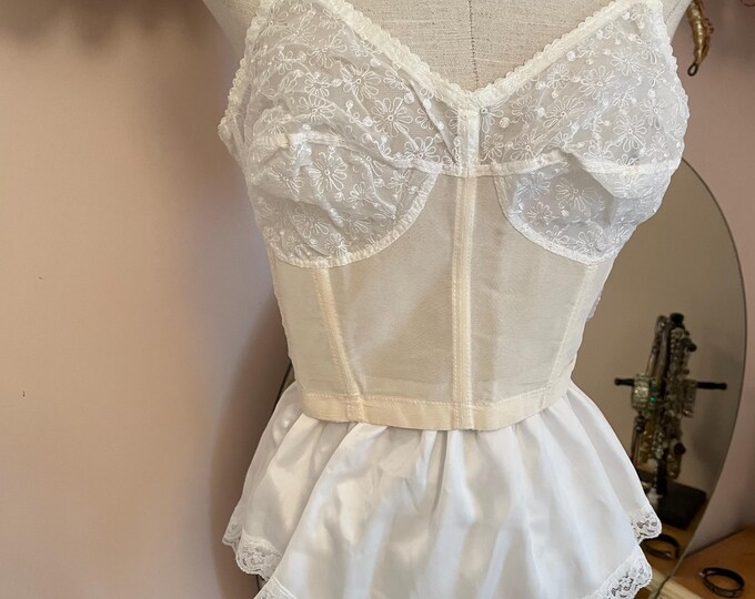 Warner’s Vintage Long Line Bra Daisy Pattern C Cup See Measurements 38C Coquette Pinup Rockabilly