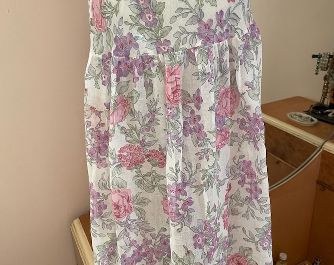 Floral Slip Skirt Cotton Blend Barbizon Size Small Pull on Waist lace trim