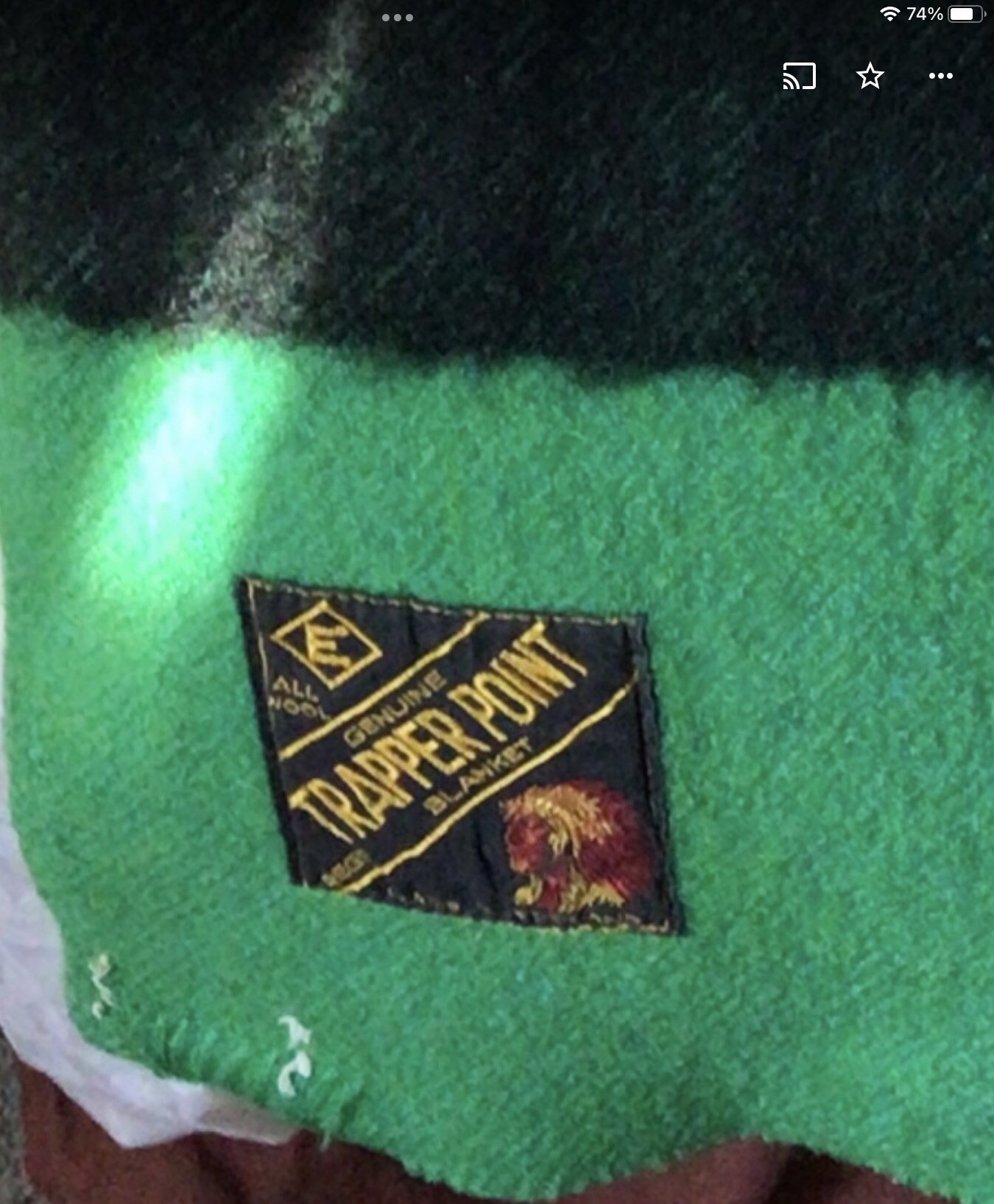 1920s Diamond E Trapper Point Wool Blanket Made in England Emerald