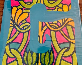 Psychedelic Letter G Decal by Hallmark Cards Kansas City 1970s