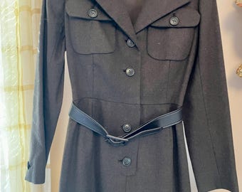 Nina Ricci Boutique 1970s Brown Wool Coatdress US 6 FR 36