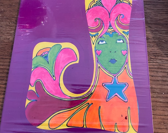 Psychedelic Letter J Decal by Hallmark Cards Kansas City 1970s