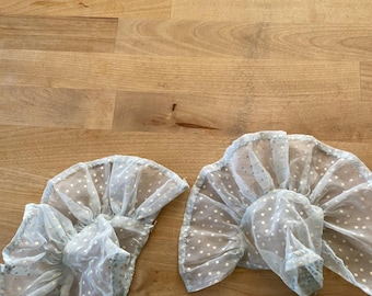 1930s/1940s Dotted Swiss Child's Pale Blue Detachable Cuffs Ruffled Vintage