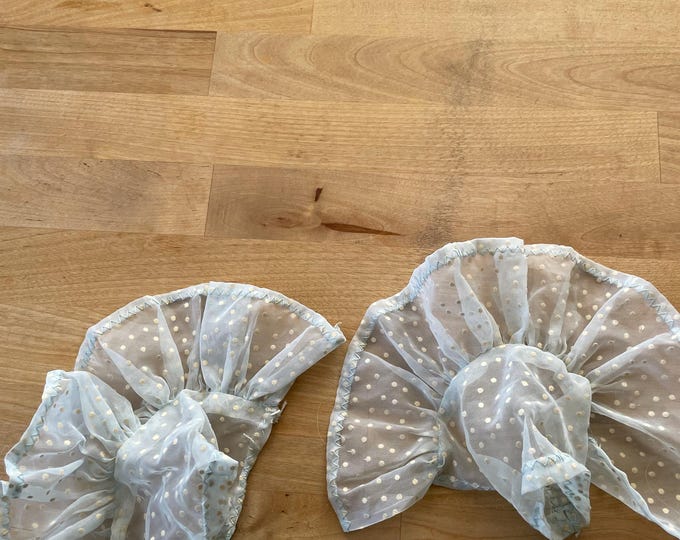 1930s/1940s Dotted Swiss Child's Pale Blue Detachable Cuffs Ruffled Vintage
