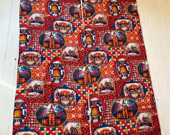 1970s Early American Revolution Patriotic Barkcloth Pillow Drapes Fabric 72 x 21