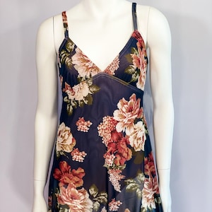 NEW Adult XS Dance Costume Navy Floral Print Mesh Dress Attached to Dusty Rose Leotard