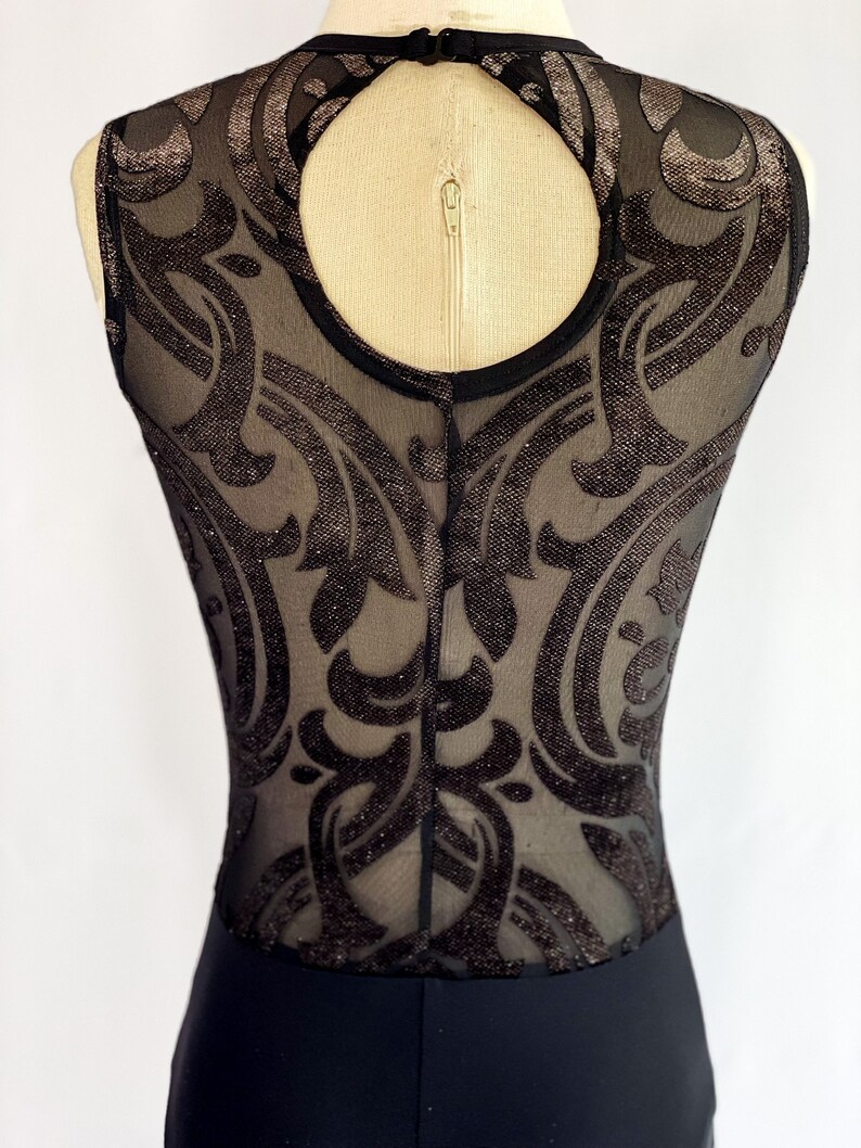 New Dance Costume Black and Gold Muted Fleur De Lis Patterned Mesh Unitard Etsy