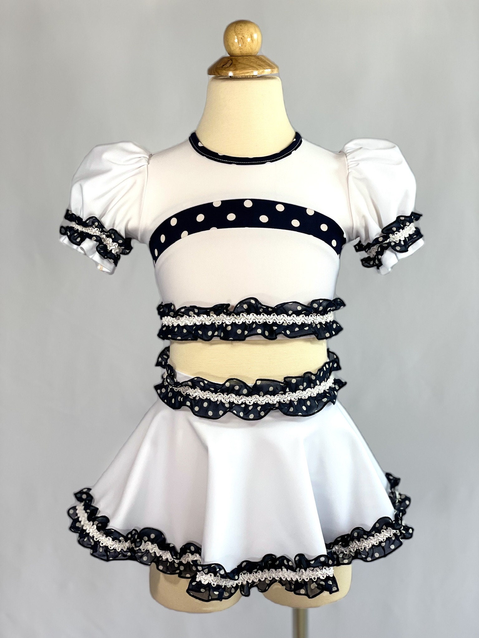 New Dance Costume Navy and White Polka Dot 2piece 2 Etsy