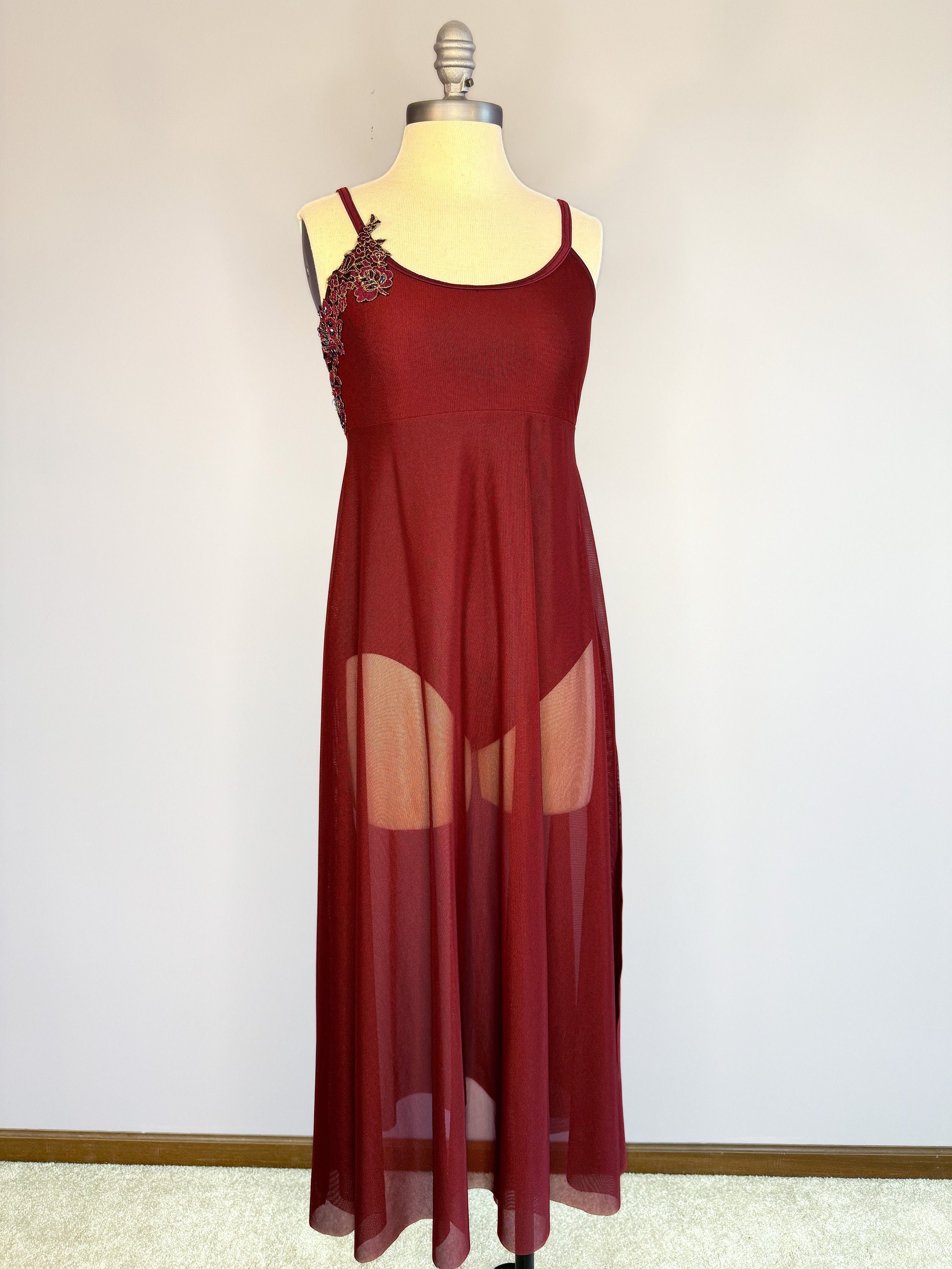 BURGUNDY MESH DRESS main image 0