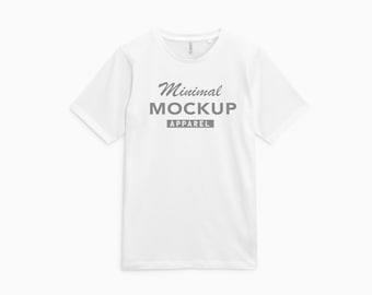 White Bella Canvas 3001 T Shirt Mockup On Plain White Background Unisex T Shirt POD Shop Mock Up Flat Lay