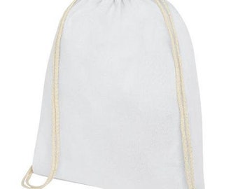 White cotton backpack to personalize