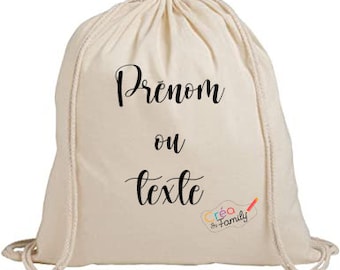 Sac à dos coton personnalisé texte, prénom, phrase