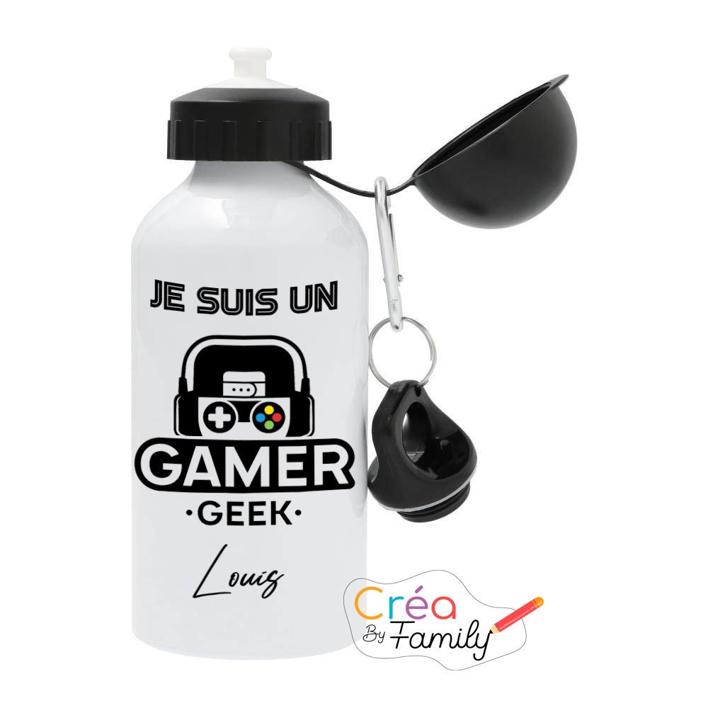 Gourde Personnalisée Gamer Geek 500 Ml avec Prénom