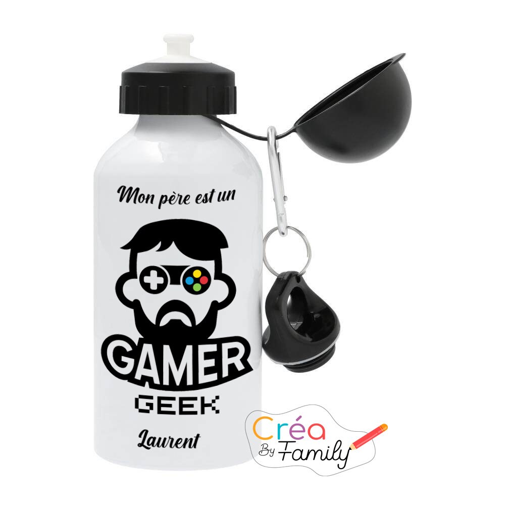 Gourde Personnalisée Papa Gamer Geek 500 Ml