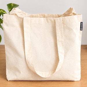 Anpassningsbar tygkasse i bomull, 280 g – 36 x 36 x 15 cm – 55 cm handtag – DTF, digital överföring, broderi, screentryck