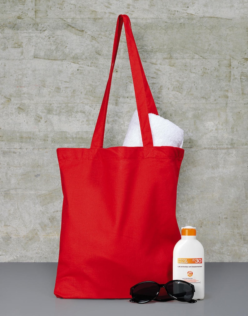 Tote bag, sac de course coton naturel Beige, Rouge ou Noir image 3