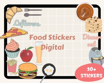 Food stickers digital planner stickers Goodnotes stickers, meal planning stickers, grocery stickers, iPad planner stickers home organization