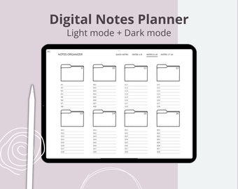 Digital notes planner, note organizer, digital notebook goodnotes planner, brain dump digital, notebook template, note taking template, get