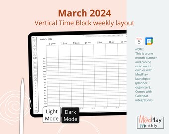 March planner digital, goodnotes planner 2024 dated, iPad planner, all in one digital planner, monthly planner, daily weekly planner, time