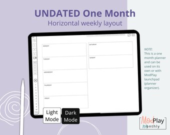 One month planner, undated digital planner goodnotes, planner organizer, daily weekly monthly planner, productivity tool, digital stickers