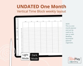 Time blocking planner goodnotes, one month planner, productivity planner, undated planner, digital stickers, iPad planner, digital journal