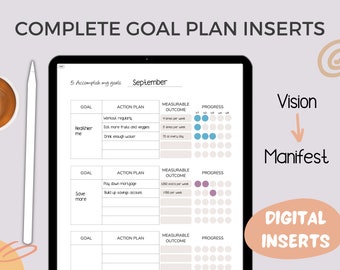 Goal planner goodnotes digital planner, Monthly goal tracker, habit tracker digital vision board, manifestation guide, quarterly goal, life
