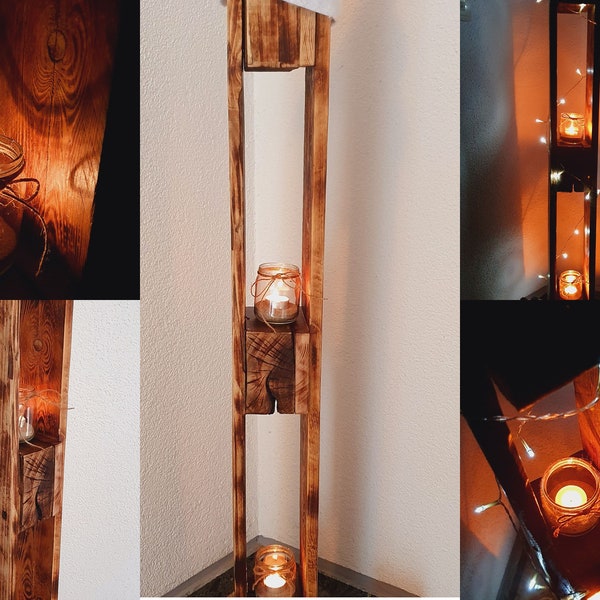 Windlicht aus Palettenholz, Europalette, Holzpalette, flambiert, flamed Look, Kerzenhalter, Deko, rustikal, Upcycling