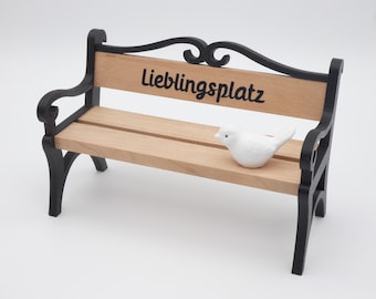 Klötzchen Bank, Sitzbank, Miniatur, Bank, Parkbank, Easy-Sticks, 3D Druck, Holzklötzchen, goldene Hochzeit, Silberhochzeit