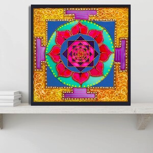 Vitrail Shri Yantra : décoration murale hindoue, astrologie védique