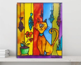 GINGER KATZENBILDER Glasmalerei Glasmalerei Katze Wandkunst Glasmalerei Katze Katze Wanddekor Fensterdeko Büro
