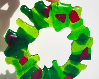 Fused Glass Christmas Ornaments Wreath