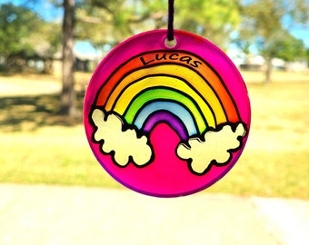 Rainbow  Sun catcher. Hand Painted Pet loss Suncatcher. Rainbow Bridge Pet memorial. Garden Decoration. Sympathy gift