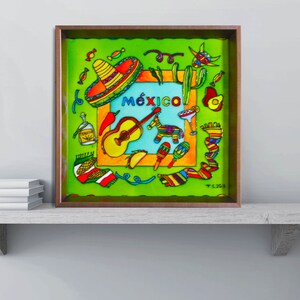 Stained glass painting, Original art, home and office decor. &quot;Mexico&quot;