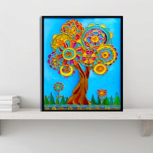 Stained Glass Tree of Life Art: Bohemian Window Decor