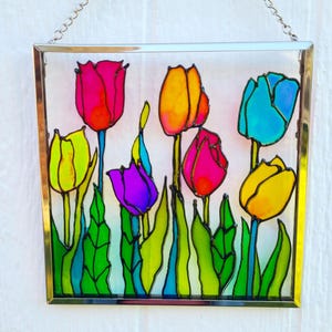 Suncatcher Tulip Stained Glass Nature, inspired Suncatcher for a Touch of Charm