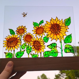 Stained Glass Sunflower Suncatcher: Wildflower Window Hanging