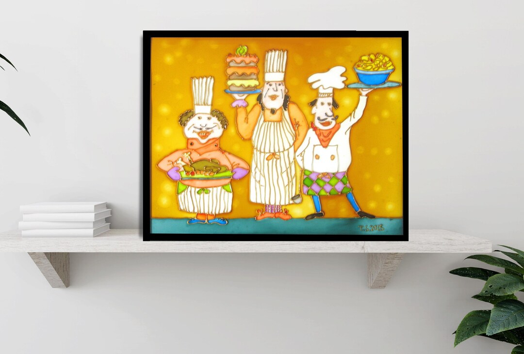 Chefs Stained Glass Painting: Kitchen Wall Art (11x14 In) - Etsy