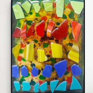 Abstract Mosaic Wall Art: Mixed Media in Display Frame