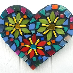 Heart shaped mosaic, home decoration or gift for garden lover, heart wall  décor art.