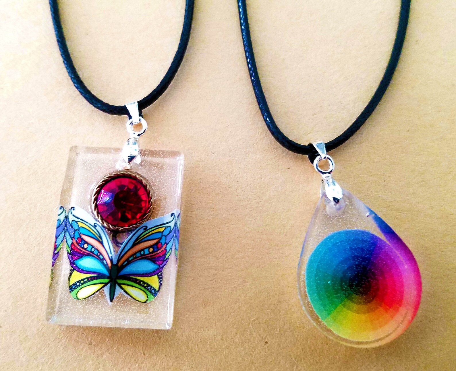 Rainbow Epoxy Resin Jewelry multicolor Statement Necklace Etsy